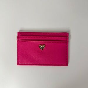 Juicy Couture Hot Pink Card Holder with Gold Heart Logo.